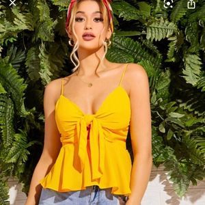 Tie Front Ruffle Hem Cami-Top